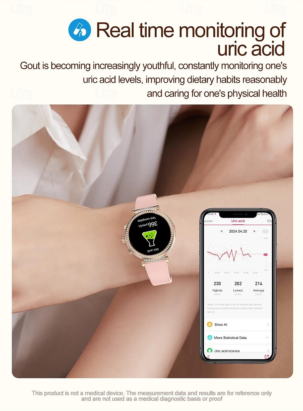 2025年 696 TK28 スマートウォッチ 1.27 インチ スマートブレスレット ブルートゥース ECG + PPG 歩数計 着信通知 と互換性があります Android iOS 女性 ハンドフリーコール メッセージ受信通知 IP 67 41mmの時計ケース コレクション – $75.99 –P10