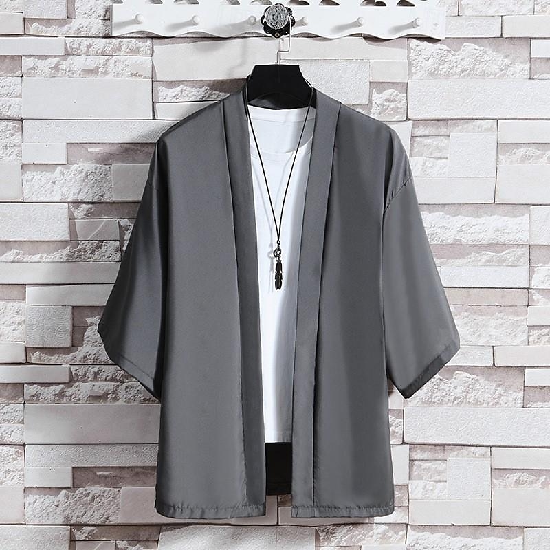 Per uomo Mantello / mantelle Giacca Kimono Esterno Giornaliero Crema solare Traspirante Primavera estate Liscio Di tendenza Informale Colletto Standard Nero Bianco Rosa Blu Grigio chiaro Giacca del 2025 a $17.99 –P20
