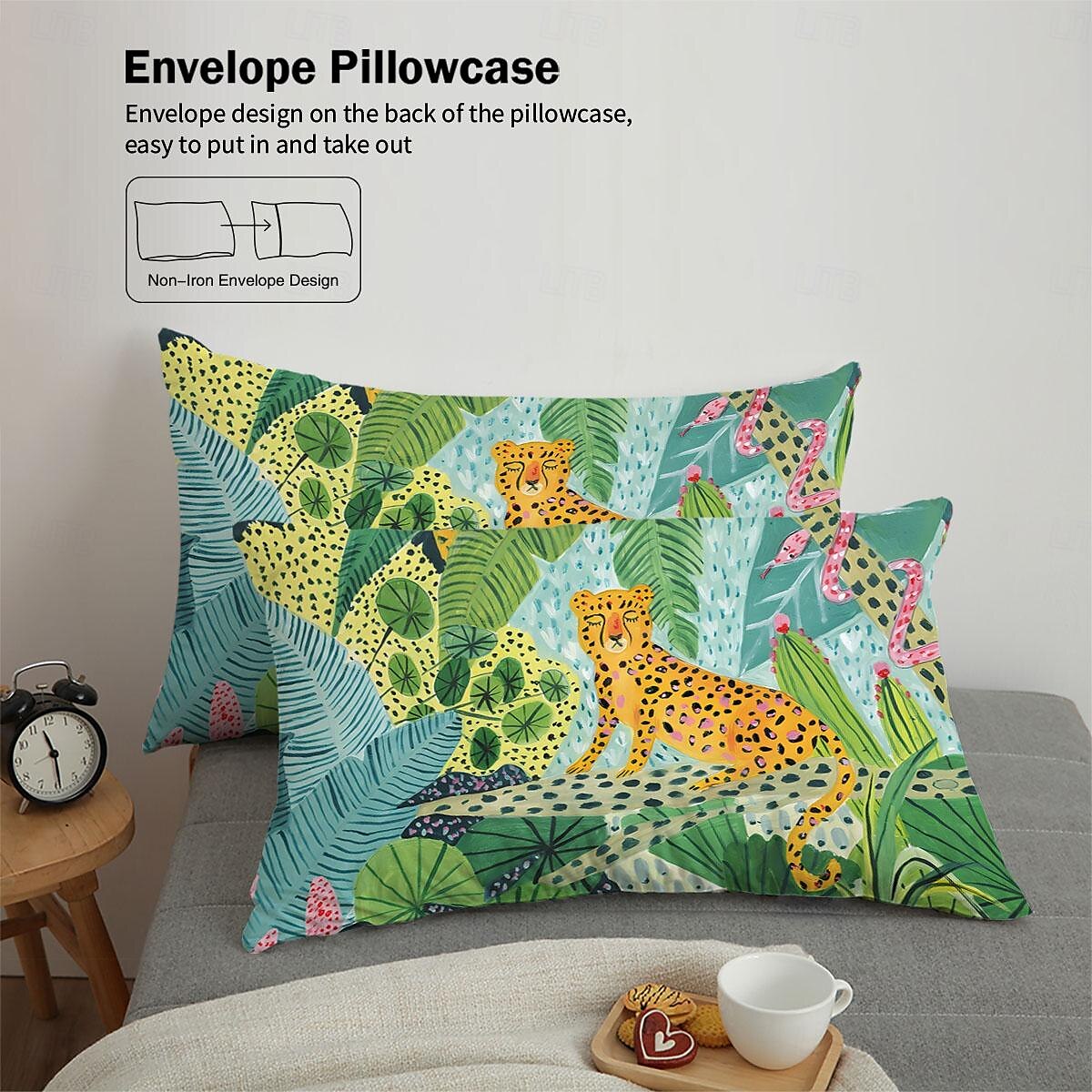 tropical rainforest series 3-delat påslakanset för sommaren mjuk hudvänlig långvarig för hotellrum gästrum sängkläder bekvämt set 2025 - $60.99 –P17