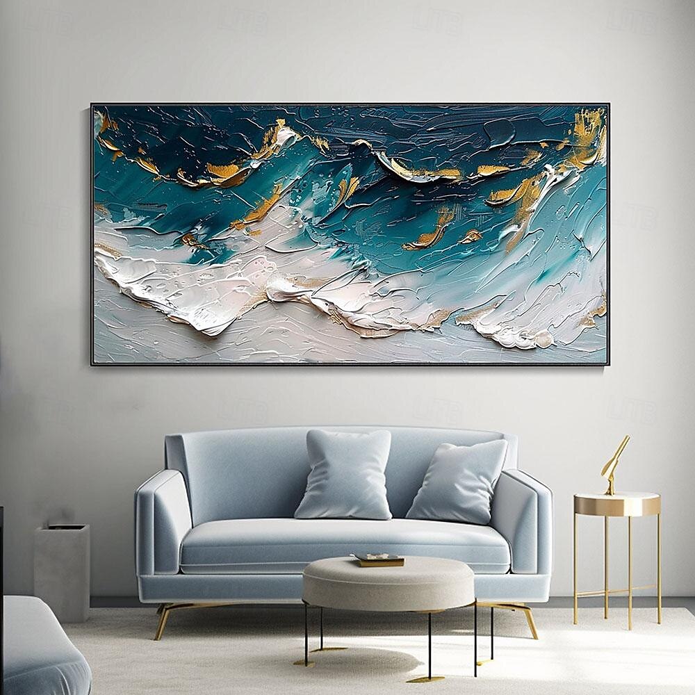 3D abstrakte Ozean Landschaft Leinwand Ölgemälde Strand dynamische Welle handgemalt Wand Kunst Tinte dicke Textur Messer Malerei Büro Dekor Geschenk ungerahmt 2025 - $116.99 –P5