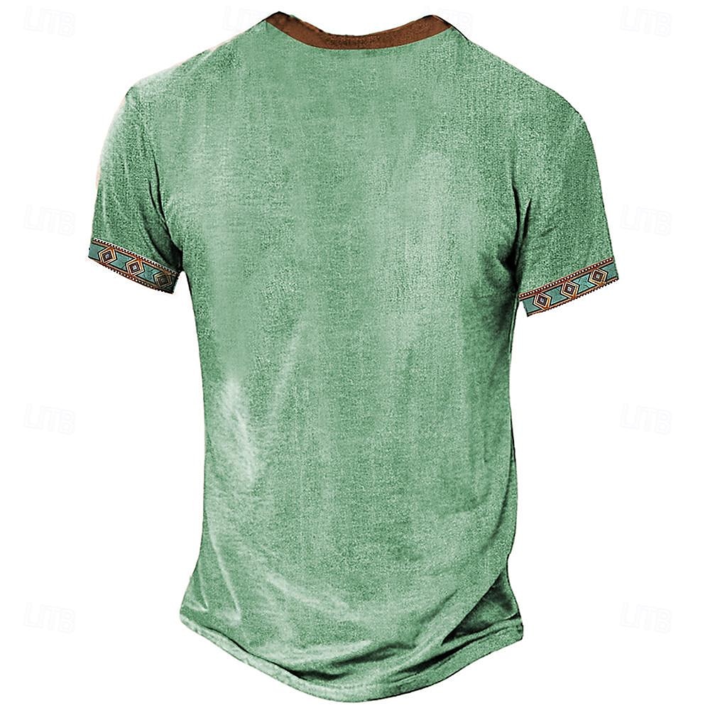 Herren Grafik Stammes Henley Hemd Kurzarm 3D-Druck Mode Designer Basic Täglich Sommer Hellblau Grün Khaki Stehkragen Henley T-Shirt 2025 - $22.99 –P2