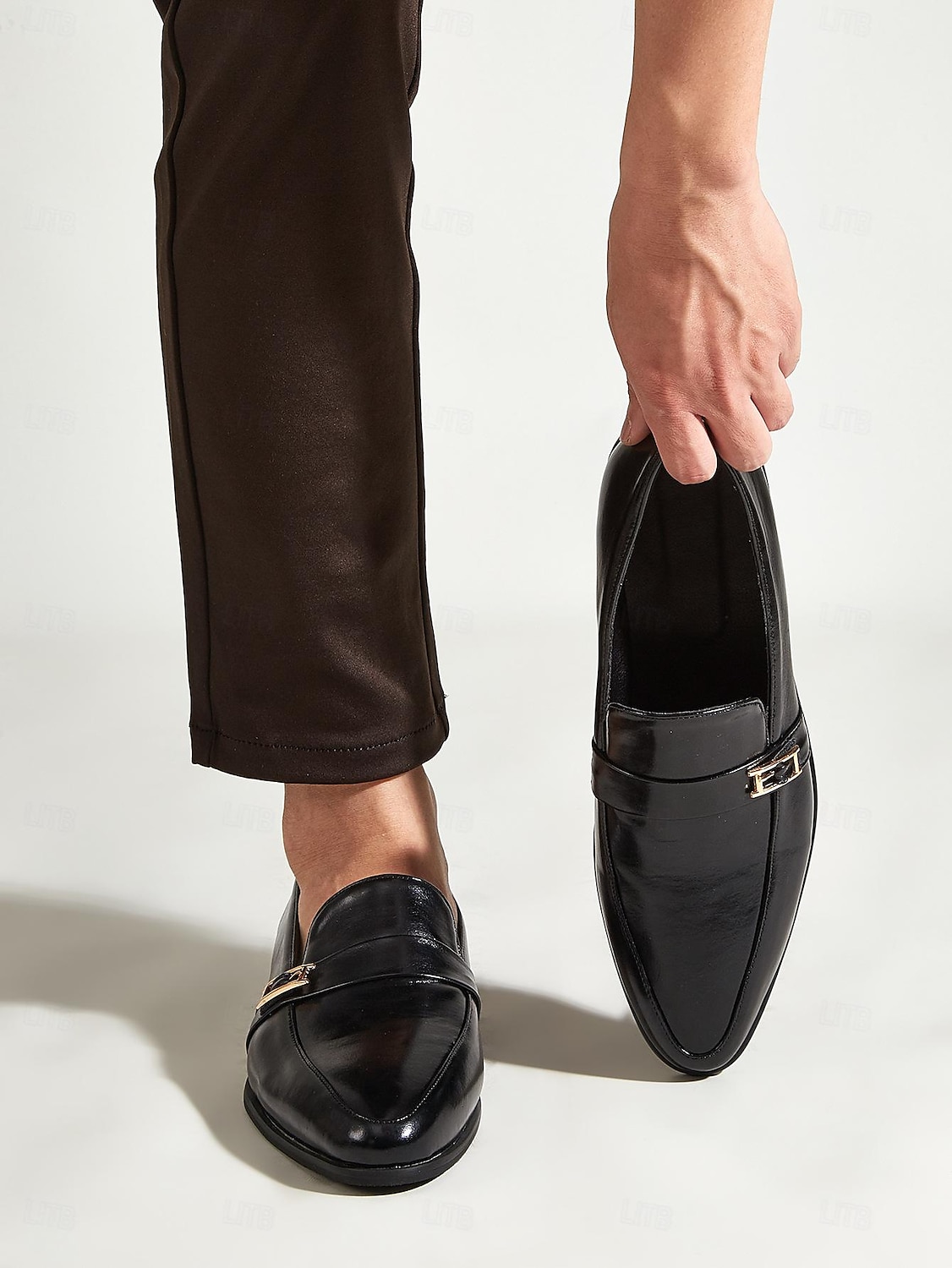 ανδρικά μαύρα loafers από ψεύτικο δέρμα – slip-on dress παπούτσια με μεταλλική προφορά για επαγγελματικούς, γραφείο και επίσημες περιστάσεις 2025 - $59.99 –P9