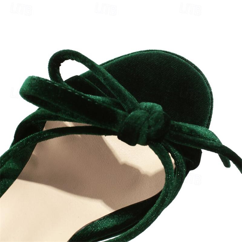 sandales à talons hauts en velours rouge pour femmes – chaussures de soirée élégantes avec bride à la cheville et nœud pour soirée, mariage et occasions spéciales de 2025 ? $54.99 –P1