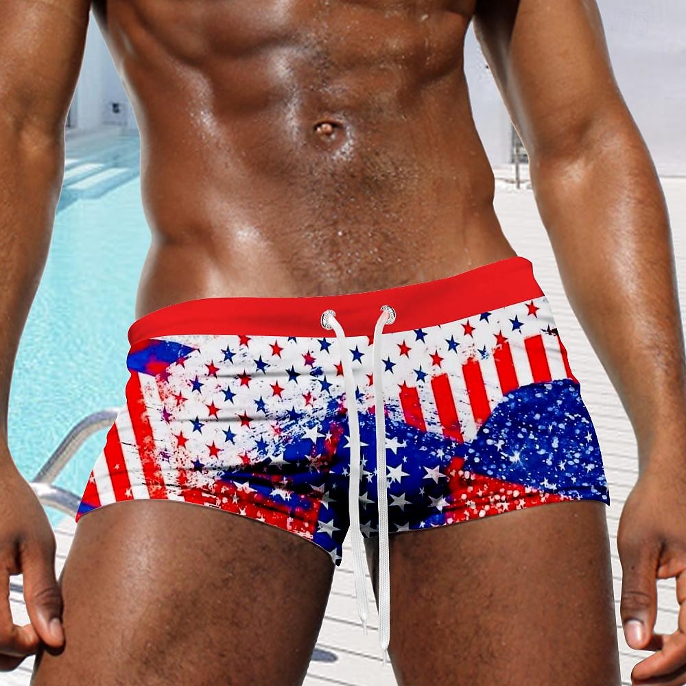 Herren Flagge Amerikanische Flagge Nationalflagge Badehosen Badeshorts Boardshorts Mittlere Taille Mode Designer Surfen Ferien Strand Tasche Kordelzug Elastischer Bund Designer Bekleidung 2025 - $19.99 –P1