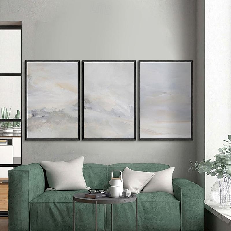 Handmade Wall Art Pastel painting handmade Abstract Gray Landscape Painting   Eclectic Minimalist Modern Art Neutral seascape Painting Wall Decor Framed Canvas Gray painting 2025 - $116.99 –P3