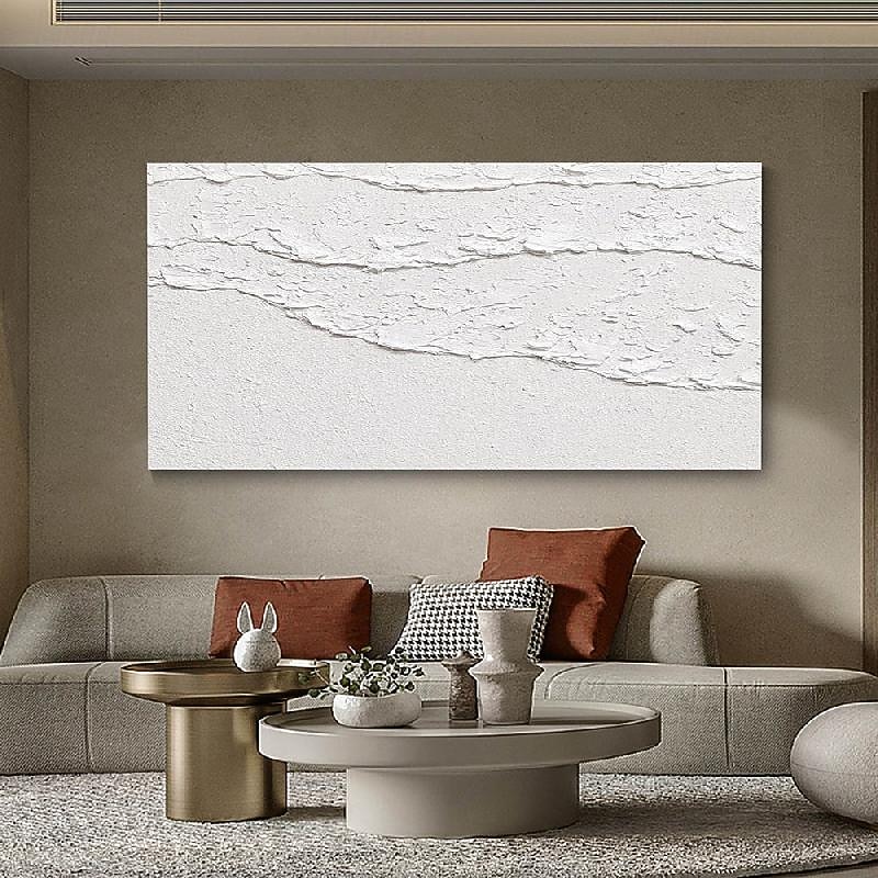weiße Wellen abstrakte Malerei handgemachte weiße Wand Kunst horizontale Malerei Kunst weiß strukturierte Welle Malerei Wand Kunst weiß Leinwand Ölgemälde Wand Kunst weiß abstrakte Ozean Wand Kunst 2025 - $69.99 –P6