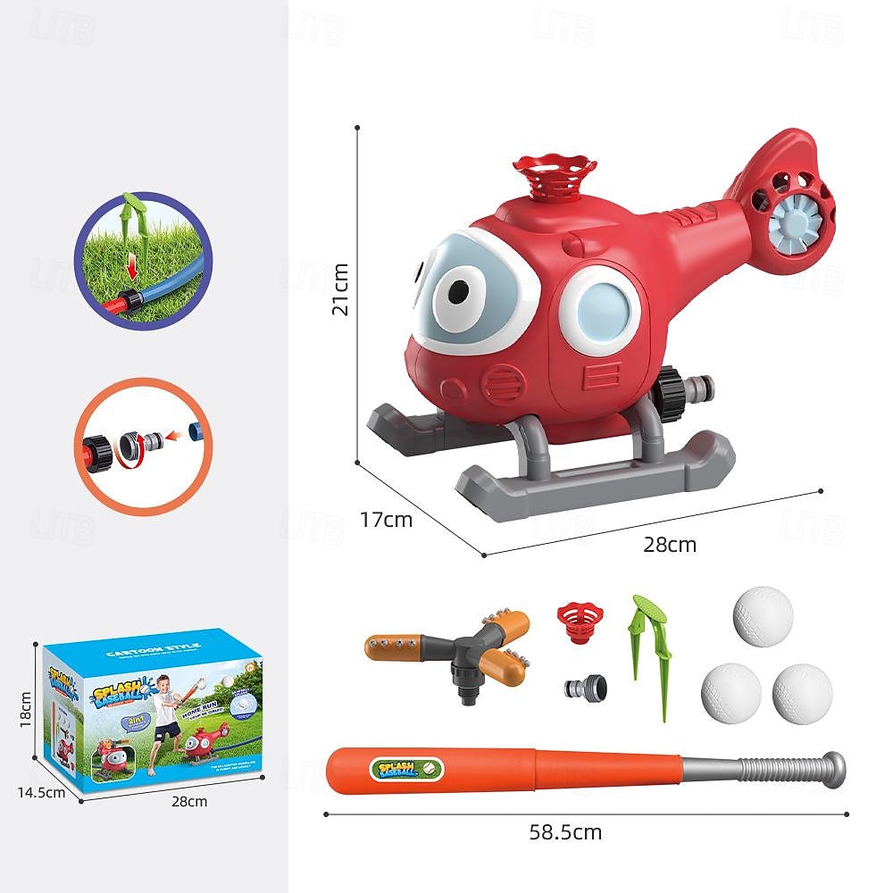 2-in-1 Water Sprinkler Baseball Helicopter Toy for Kids Outdoor Play Attaches to Garden Hose Summer Outside Toys Lawn Backyard Game Pool Party for Kids Boys Girls Gift 2025 - $38.99 –P2