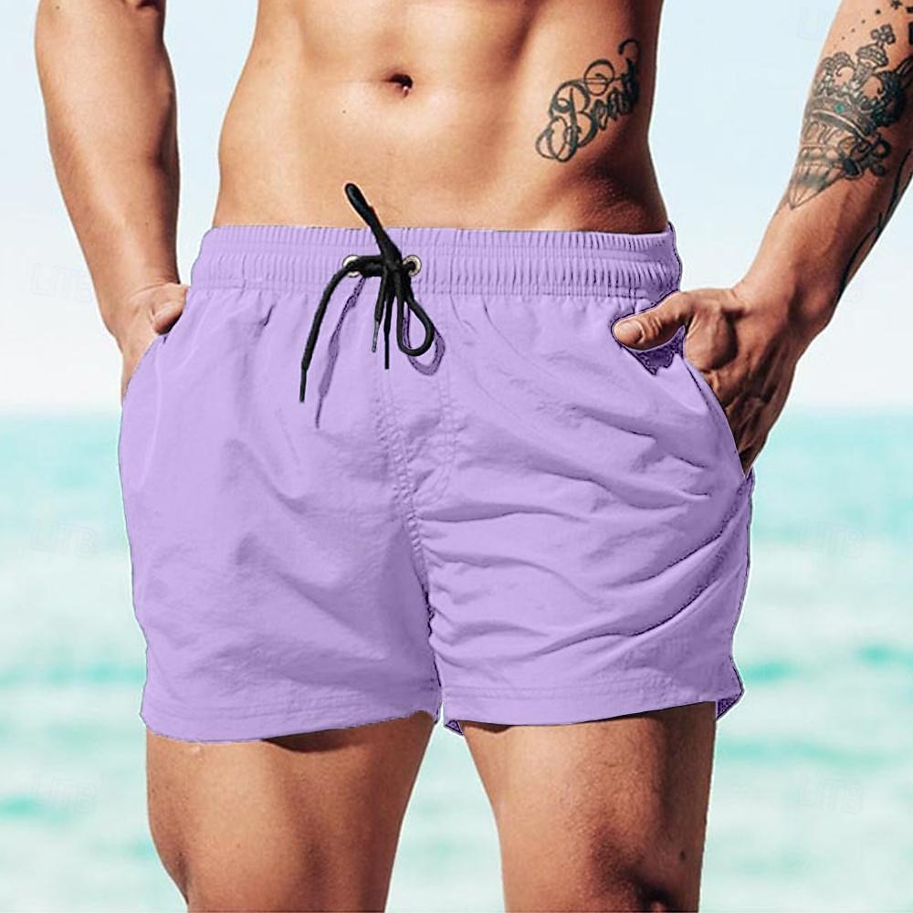 Herre Surfeshorts Badeshorts Snorer Elastisk midje عادي Komfort Hurtigtørkende Kort Ferie Strand Helg Mote Fritid Vannmelon Rød Gressgrønn Mikroelastisk 2026 - $12.49 –P14
