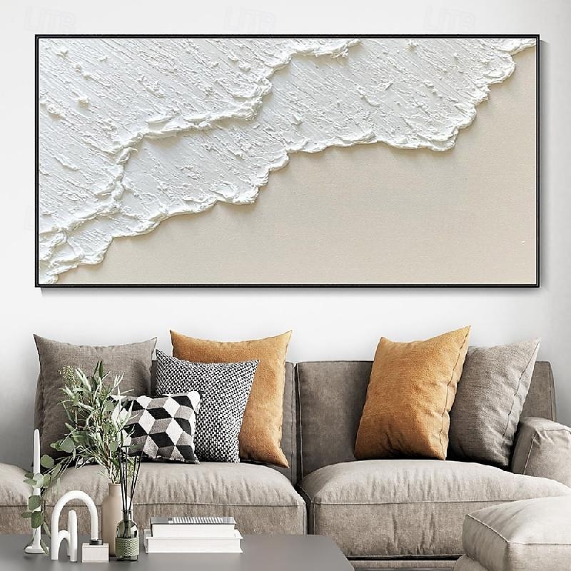 weiße Wellen abstrakte Malerei handgemachte weiße Wand Kunst horizontale Malerei Kunst weiß strukturierte Welle Malerei Wand Kunst weiß Leinwand Ölgemälde Wand Kunst weiß abstrakte Ozean Wand Kunst 2025 - $69.99 –P12