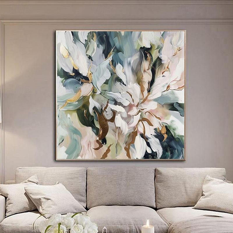 handmåla stor original blomma oljemålning på duk abstrakt blommålning boho akryl blomkonst stor väggkonst modern anpassad vardagsrumsinredning utan ram 2025 - $108.99 –P2