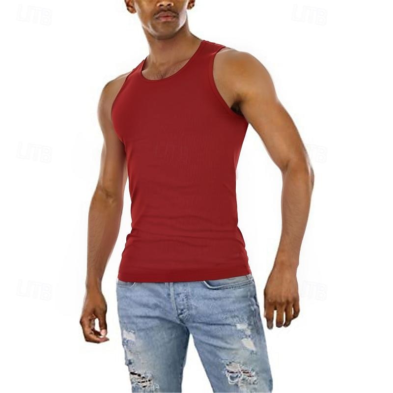 رجالي كنزة سترة الأعلى قميص داخلي قميص بلا اكمام بدون كم رقبة عالية مدورة الصيف سهل موضة مصمم عضلة ملابس الرياضة مناسب للخارج الجمنازيوم أسود نبيذ أزرق تي شيرت للرجال 2025 - €11.64 –P2