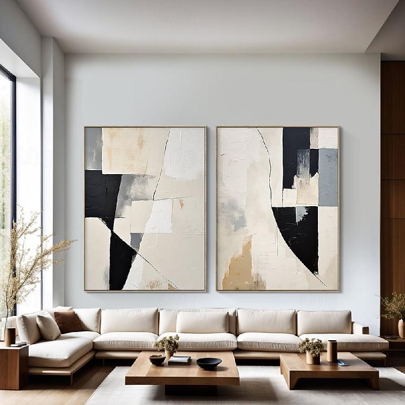 arte minimalista bege branco preto feita à mão arte de parede wabi-sabi bege brancogrande arte de parede abstrata begearte texturizada preta pintura a óleo de 2026 por $176.99 –P7