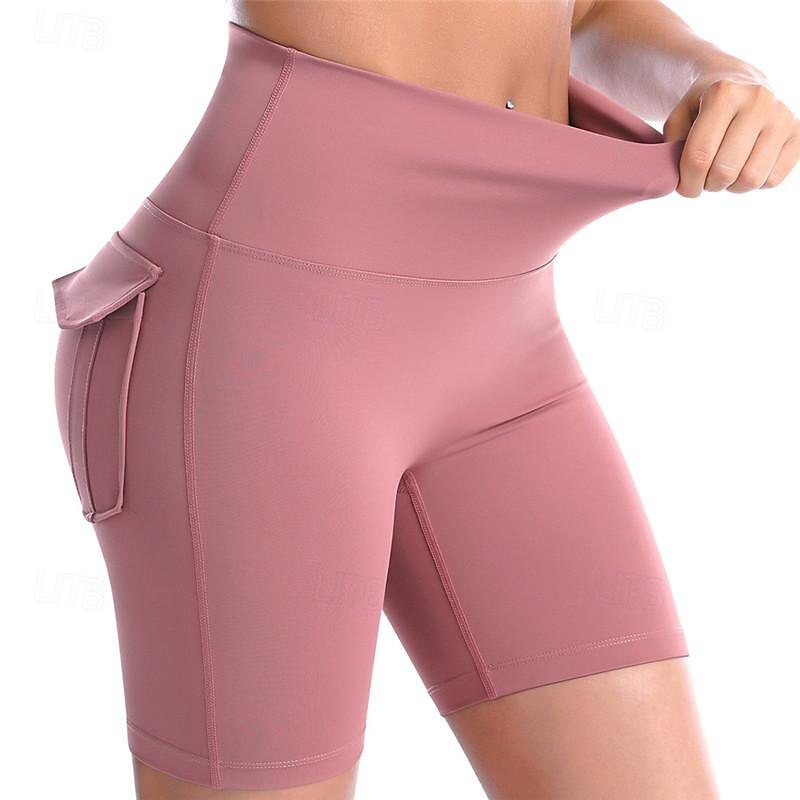 Women's Gym Shorts Yoga Shorts Workout Shorts Multiple Pockets High Waist Yoga Gym Workout Pilates Shorts Black Pink Army Green Sports Activewear Stretchy Slim 2025 - $16.49 –P13