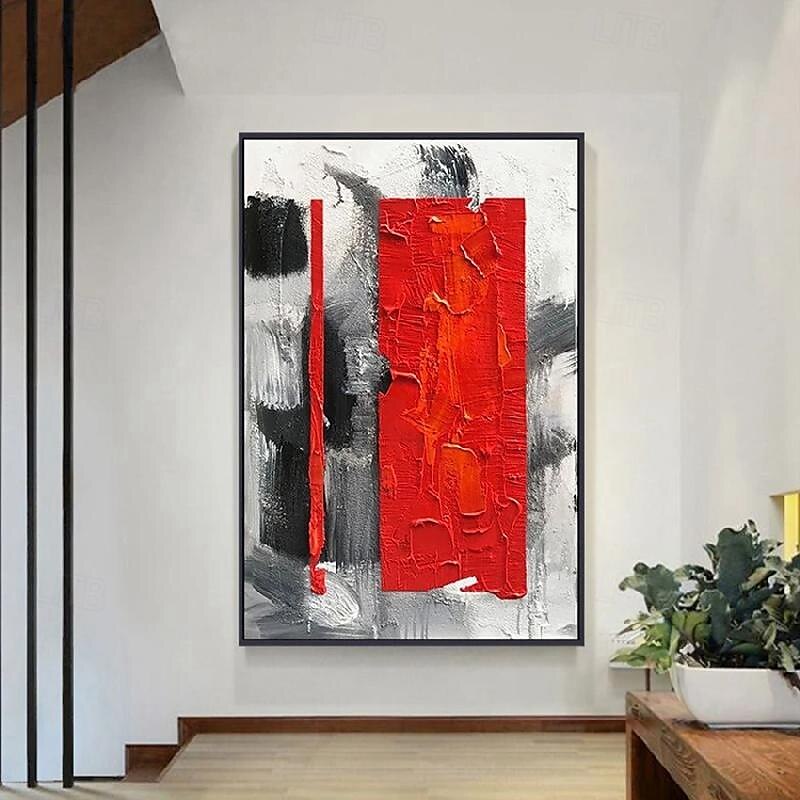 handgemaltes rot-gelbes abstraktes Ölgemälde auf Leinwand, handgefertigtes modernes Ölgemälde, handgemaltes rot-gelbes großes Ölgemälde, Wandkunst, Gemälde für die Heimdekoration 2025 - $116.99 –P4