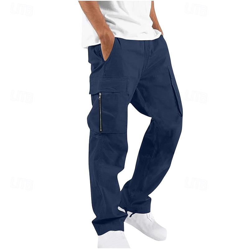 Men's Cargo Pants Trousers Elastic Waist Multi Pocket Plain Wearable Daily Camping & Hiking Classic Black Army Green 2025 - $17.99 –P4
