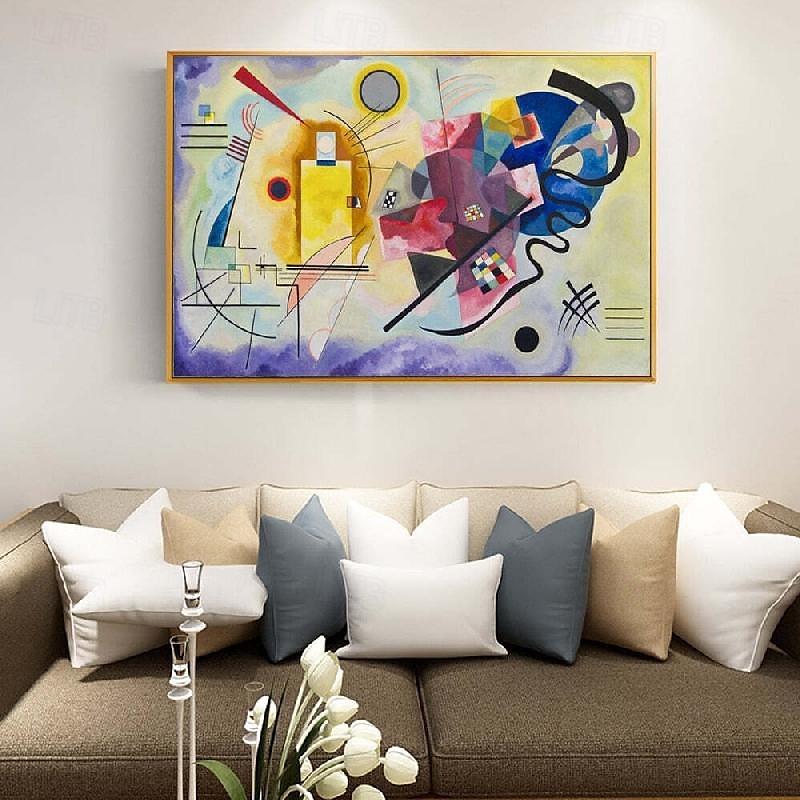 ruční práce žlutá červená modrá olejomalba od wassily Kandinsky olejomalba umělecká díla obrovská malba na plátně velká abstraktní olejomalba domácí výzdoba 2025 - $125.99 –P2