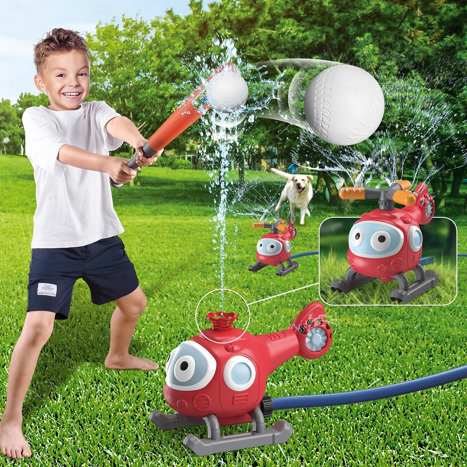 2-in-1 Water Sprinkler Baseball Helicopter Toy for Kids Outdoor Play Attaches to Garden Hose Summer Outside Toys Lawn Backyard Game Pool Party for Kids Boys Girls Gift 2025 - $38.99 –P1