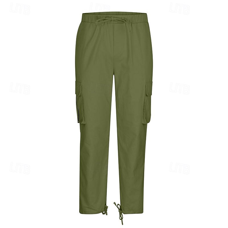Men's Cargo Pants Trousers Elastic Waist Multi Pocket Plain Wearable Daily Camping & Hiking Classic Black Army Green 2025 - $17.99 –P13
