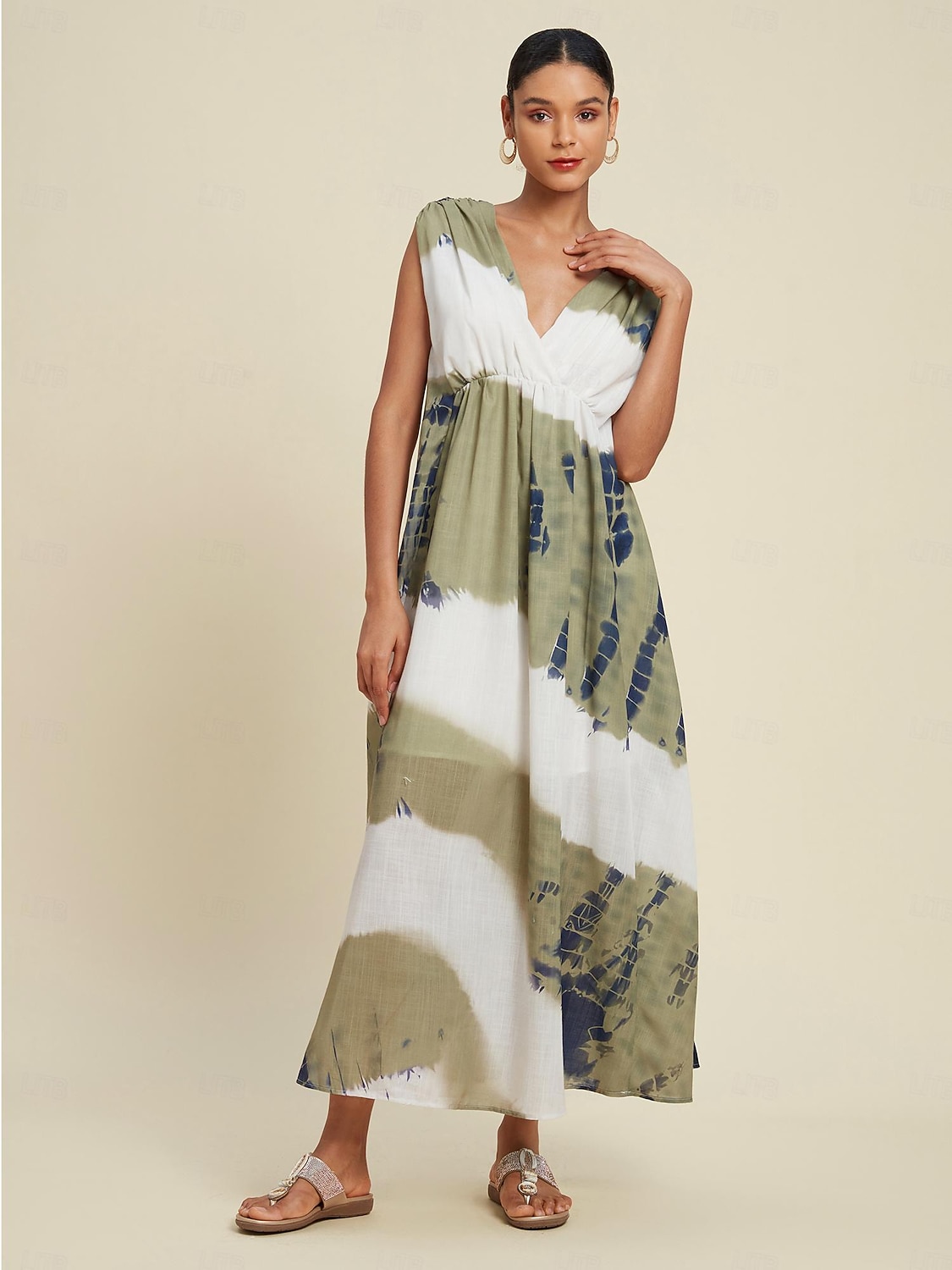 Per donna Abito Elegante Abito Lungo Maxi Abito Verde Senza Maniche Sfumatura Stampa Estate Scollo a V Vacanza Casual Quotidiano S M L del 2026 a $125.99 –P5
