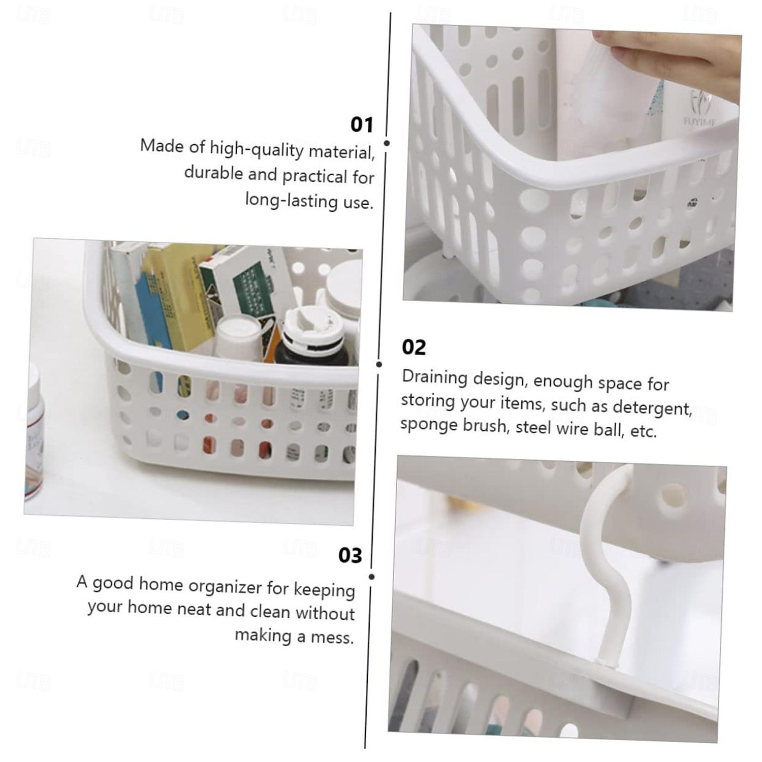 Cestino da appendere in plastica con gancio girevole da 2 pezzi: contenitore da doccia portatile per bagno, cucina e dormitorio, organizer salvaspazio del 2025 a $7.49 –P4
