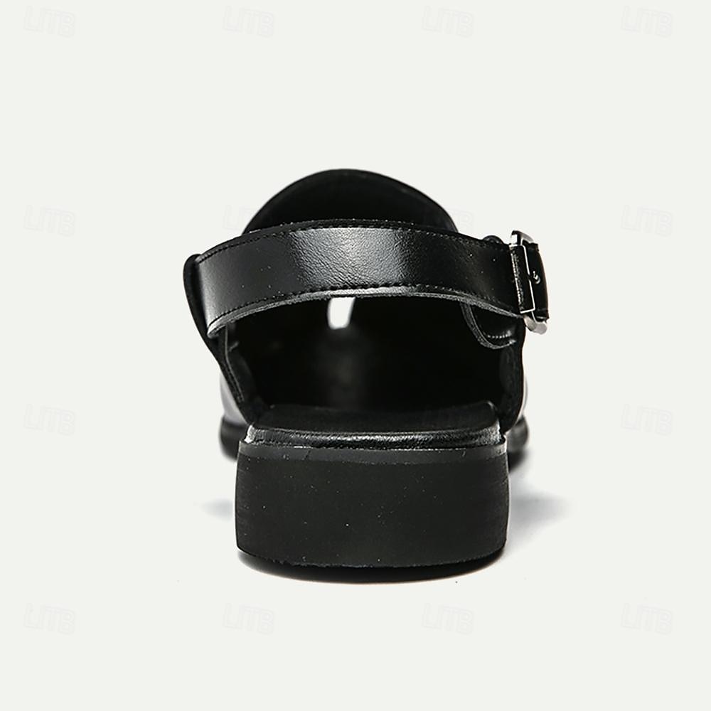 Zuecos y mules de cuero genuino para hombre con espalda abierta: calzado cómodo, formal e informal sin cordones 2025 - $54.99 –P5