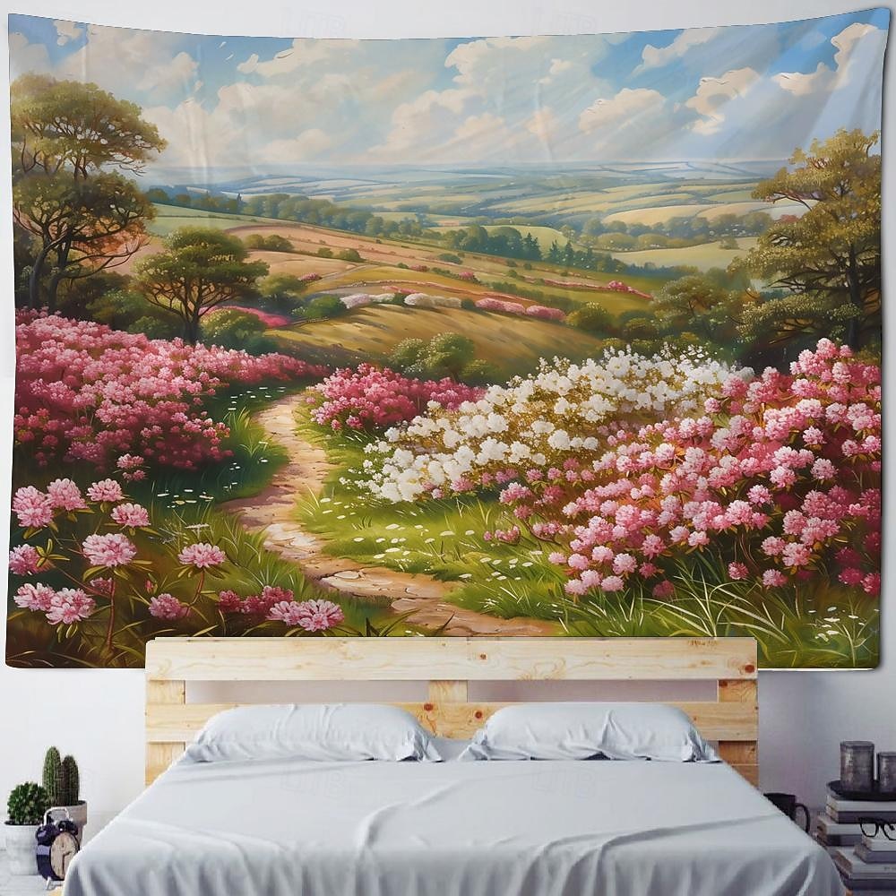 kirsebærblomst landskap hengende billedvev veggkunst stor billedvev veggmaleri dekor fotografi bakteppe teppe gardin hjem soverom stue dekorasjon 2025 - $16.99 –P10