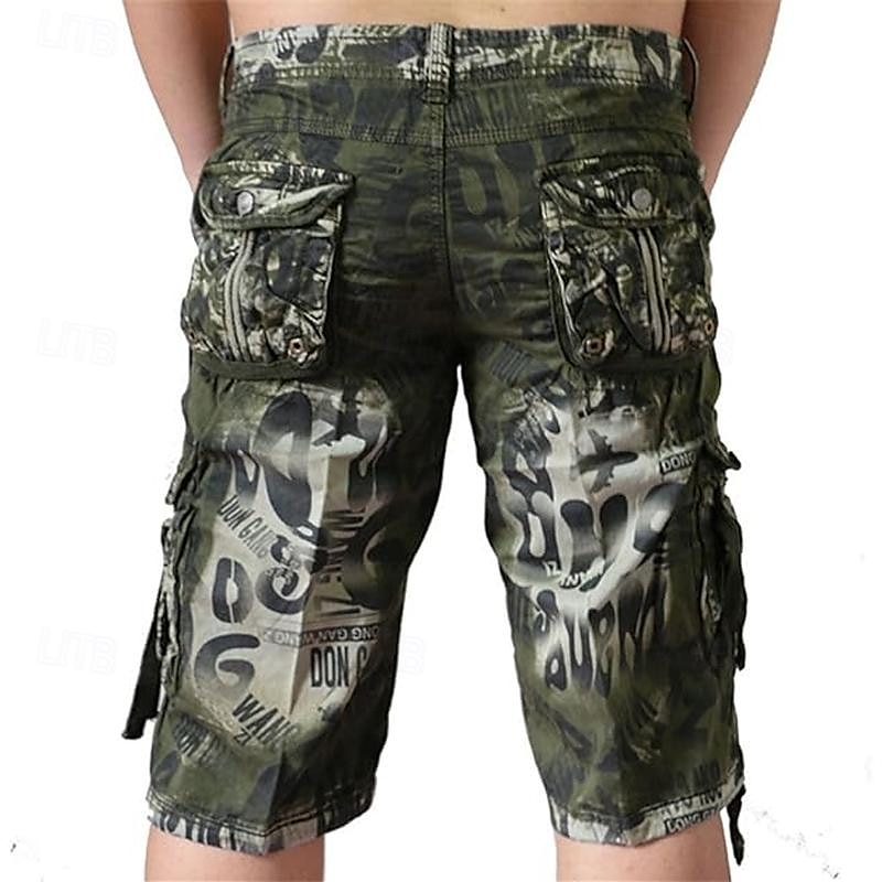 Homme Shorts cargo Short camouflage Shorts de Randonnée Multi-poches Camouflage Longueur Genou Quotidien ancien Streetwear Vert Véronèse Bleu de 2025 ? $28.99 –P8