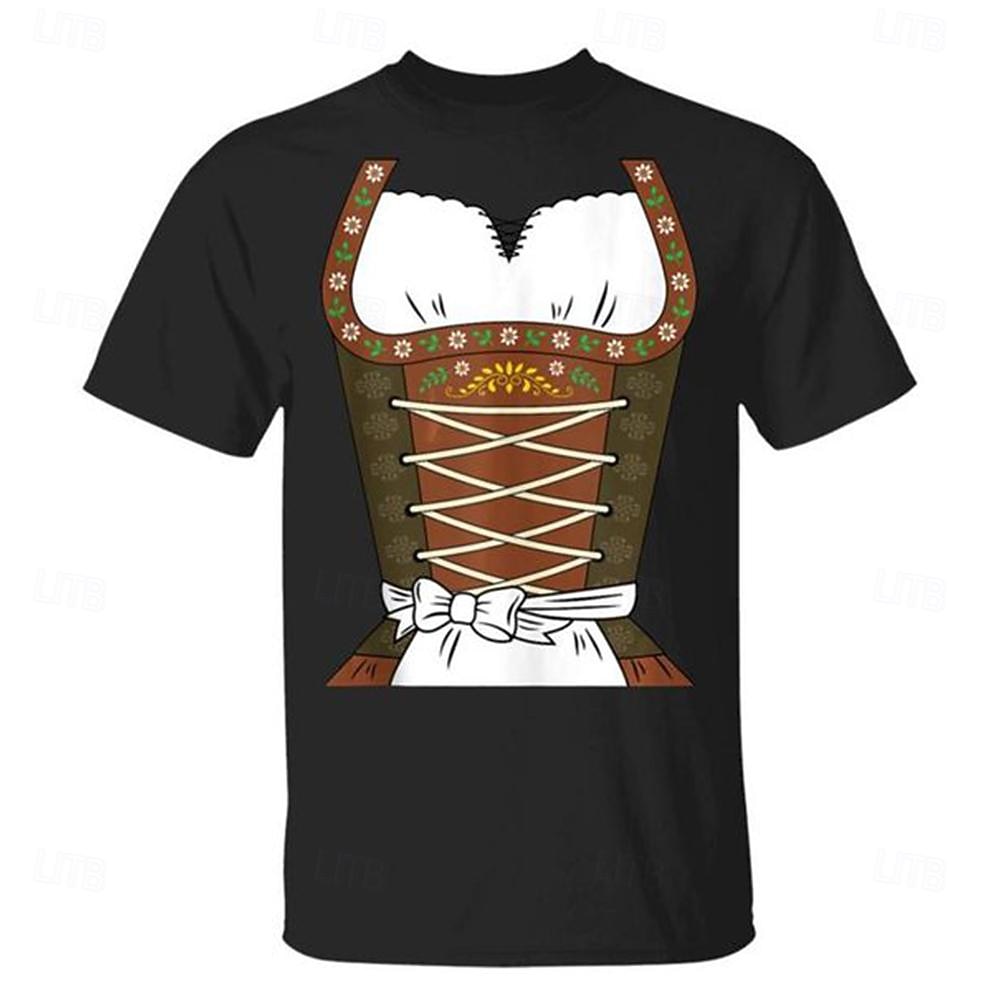 T-Shirt Lederhosen 3D Lässig Streetstyle T-Shirt Ärmel für Damen Erwachsene Heißprägen  für Karneval Oktoberfestbier Party Alltagstauglich 2026 - $20.99 –P9