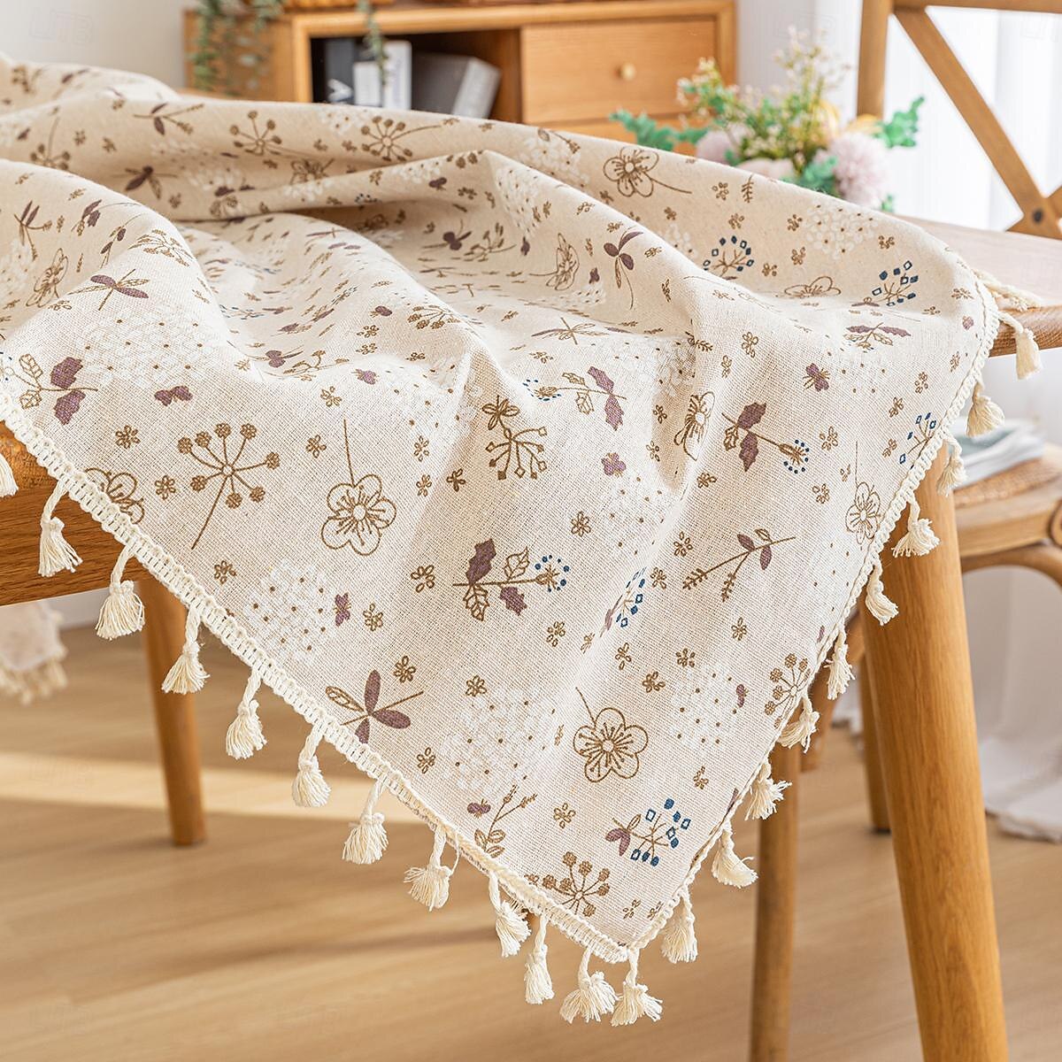 Nappe à franges 100% coton avec pompon plante florale de 2025 ? $9.49 –P5