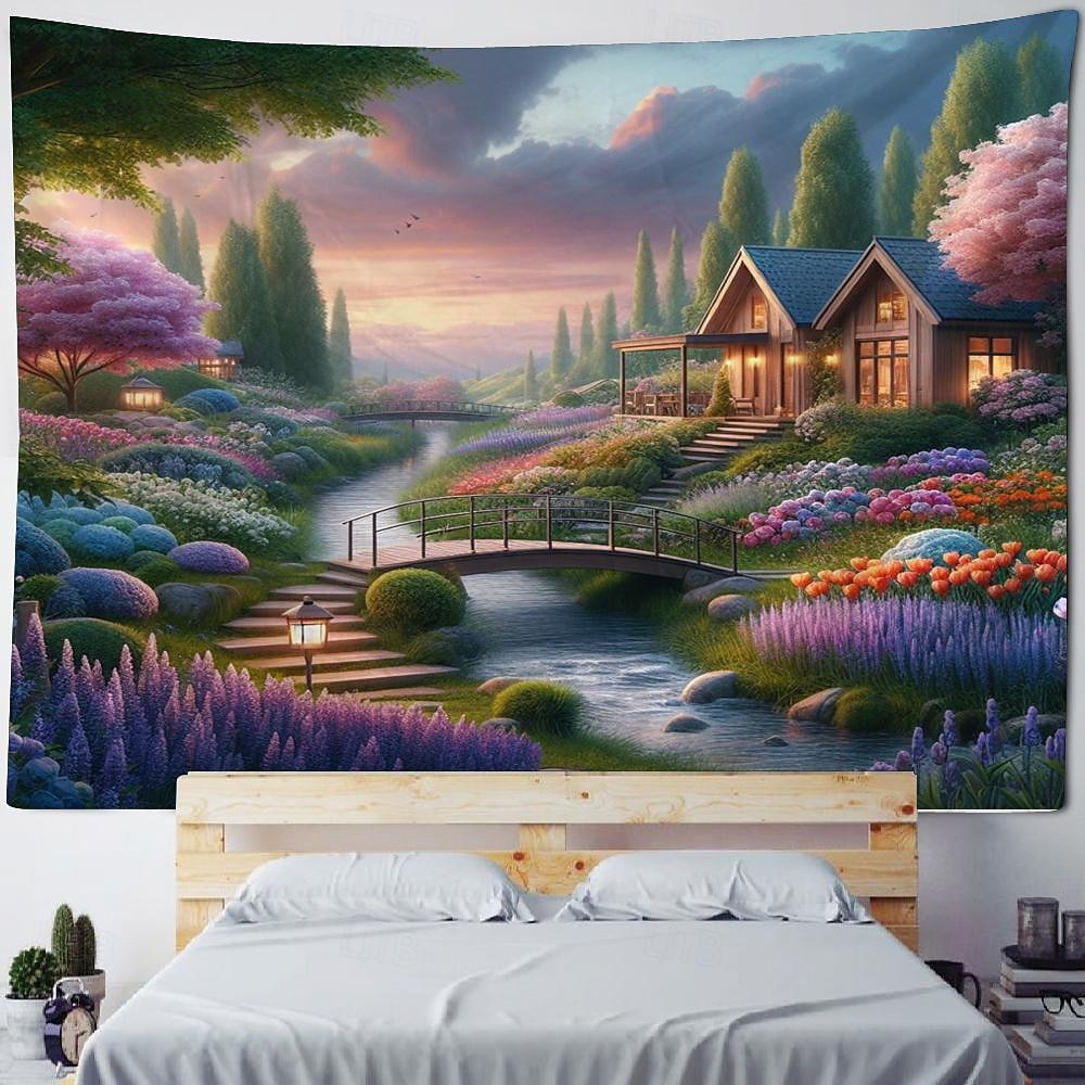 Природа сельской местности вид висит гобелен стены искусства большой гобелен фреска декор фотография фон одеяло занавеска дома спальня гостиная украшения фермерский дом 2026 - $17.99 –P16