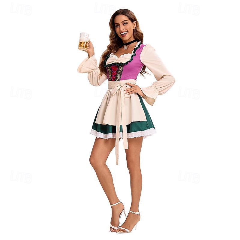 Oktoberfest Dirndl Trachtenkleider Dirndl Blouse Oktoberfest / Beer Bavarian German Munich Wiesn Women's Traditional Style Cloth Dress Apron 2025 - $37.99 –P4