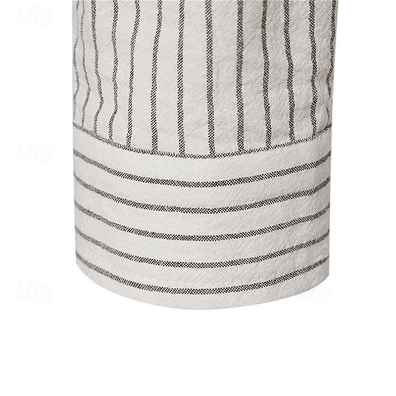 Per uomo Camicia Camicia con colletto cinese Camicia con colletto alla coreana Camicia popover Maglietta informale Camicia di cotone A strisce Da mare Hawaiano Nero Bianco Rosa Viola Manica lunga A del 2025 a $27.99 –P8