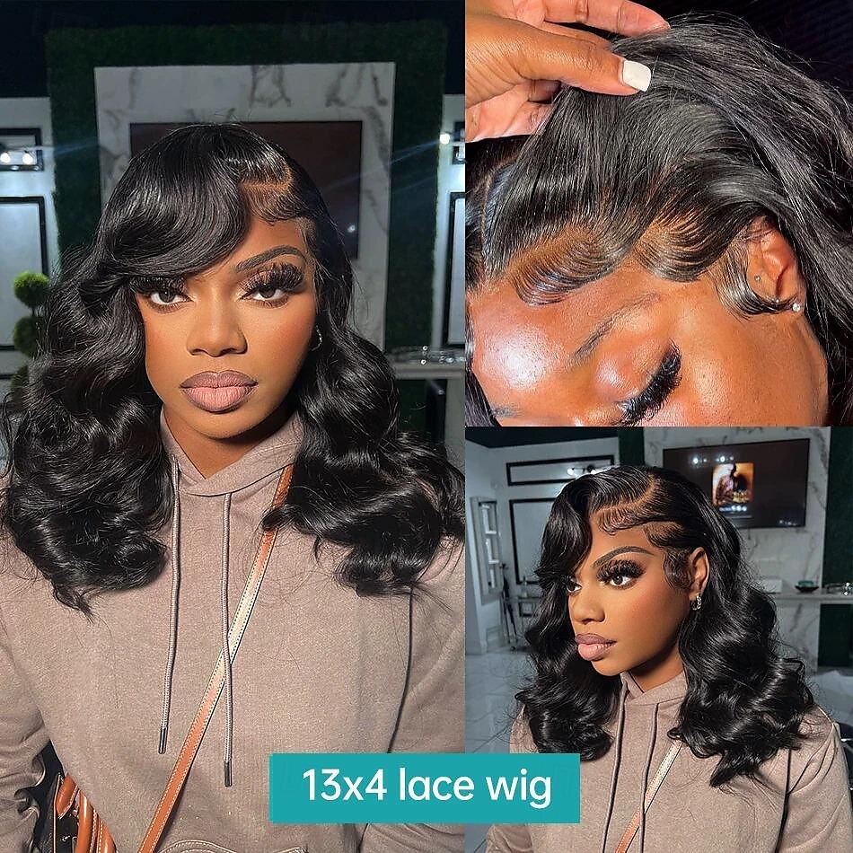 Cabelo humano remy 13x4 Lace Front Peruca Parte livre Cabelo Malaio Onda de Corpo Preta Peruca 150% Densidade do Cabelo com o cabelo do bebê Sem cola Pré-depenado Para perucas para mulheres negras de 2025 por $172.99 –P5