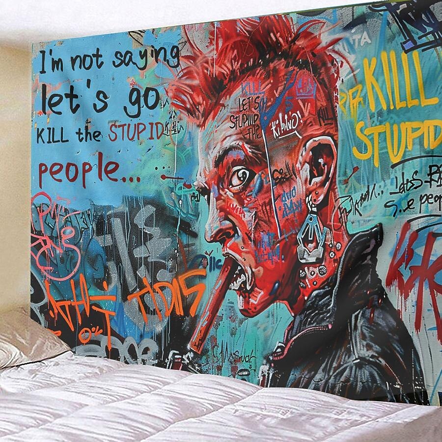 utcai graffiti trippy függő kárpit fal művészet nagy kárpit falfestmény dekoráció fénykép háttér takaró függöny otthon hálószoba nappali dekoráció 2025 - $16.99 –P12