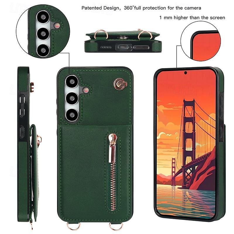 Phone Case For Samsung Galaxy S24 S23 S22 S21 S20 Ultra Plus FE S25 Ultra Back Cover Wallet Case Zipper with Lanyard Kickstand Retro TPU PU Leather 2025 - $23.99 –P2