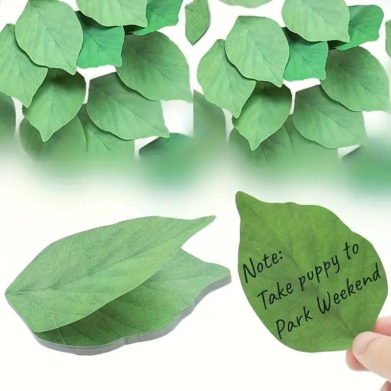 50 Leaf Shaped Sticky Notes Diy Home Wall Photo Decor Green Self Adhesive Memo Back To School Season School Supplies 2025 - $7.99 –P1