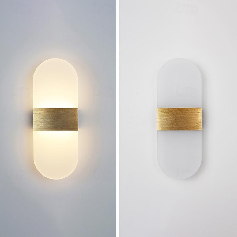 led nástěnné svítidlo 2barevný světelný zdroj 10cm 5w nordic style ip54 hliníková akrylová vnitřní nástěnná svítidla osvětlení do ložnice koupelna obývací pokoj chodby 85-265v 2026 - $33.99 –P3