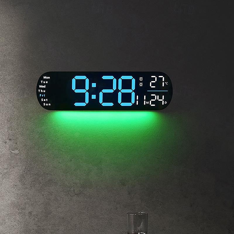 1pc LED Night Light 8 Colors, Multi-functional Short LED Display Clock  with Temperature Week and Calendar Remote Control 12/24 Hour Digital Smart Wall Clock with Atmosphere Light 1 Color Adjustment 2025 - $45.99 –P5