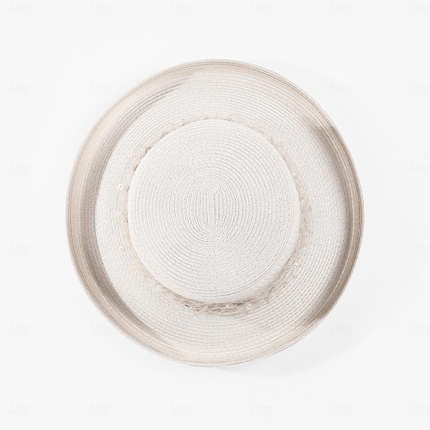 cappelli bombetta in fibra / cappello a cloche cappello a secchiello cappello floscio matrimonio spiaggia matrimonio elegante con copricapo in tulle con perle finte del 2025 a $36.99 –P5