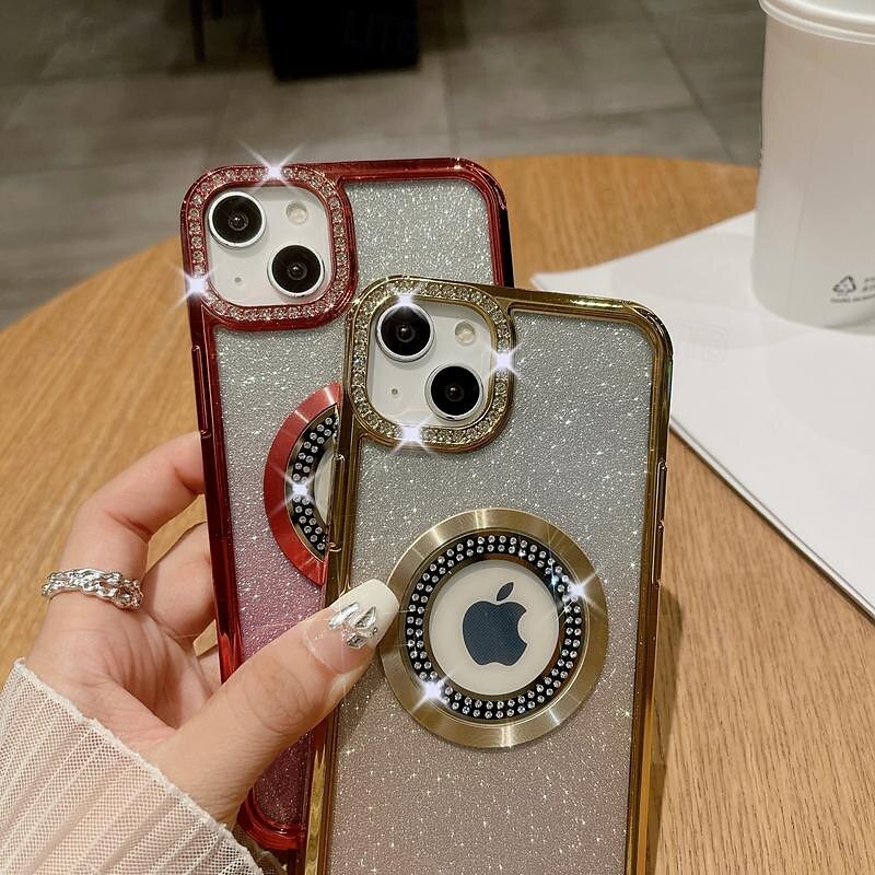 2025年 電話 ケース 用途 iPhone 16 iPhone 15 プロマックスプラス iPhone 14 13 12 11 Pro Max Plus バックカバー ワイヤレス充電をサポート ブリンブリングリッターシャイニー 耐衝撃 TPU 仕上げ  コレクション – $18.99 –P13