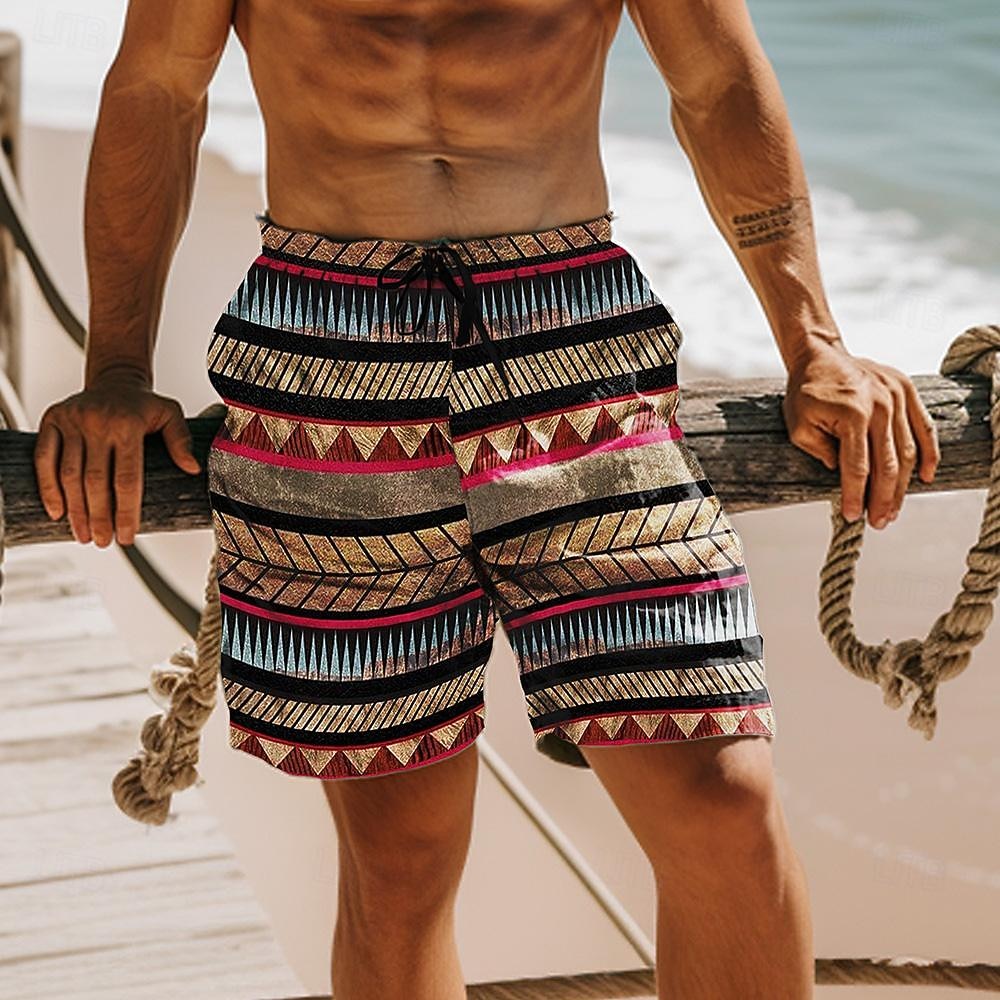 Men's Grid / Plaid Geometric Pattern Shorts Mid Waist Vacation Vintage Fashion Outdoor Casual Holiday Drawstring Side Pockets Designer Clothing Apparel 2025 - $19.99 –P1