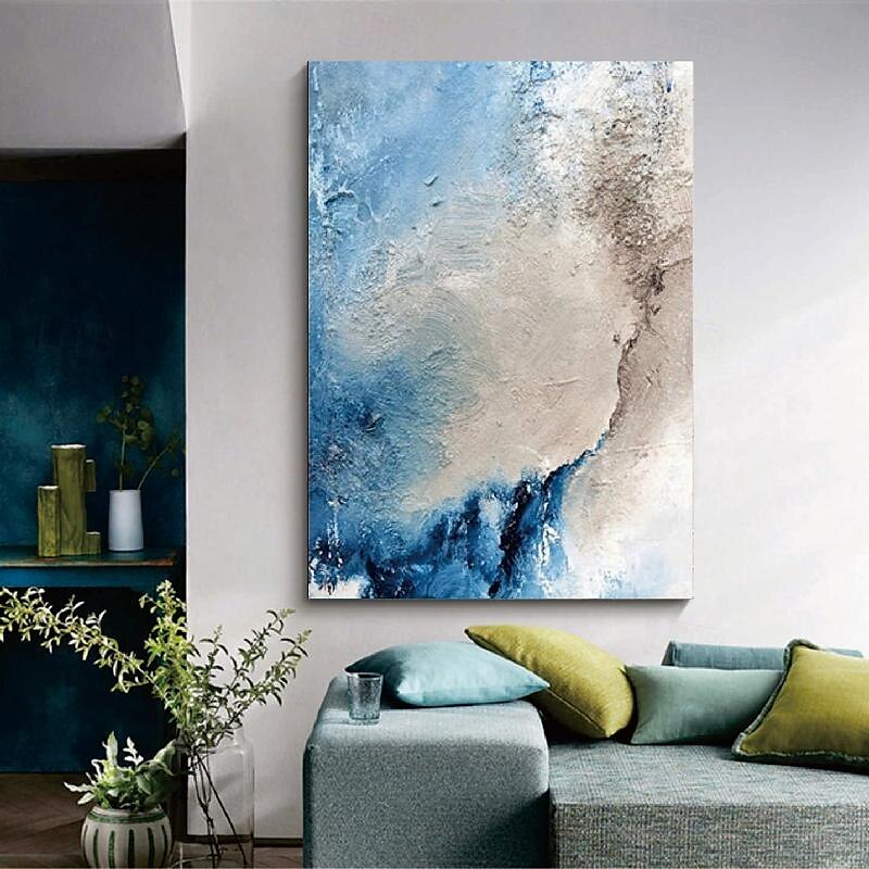 großes handgemachtes abstraktes Küstenlandschafts-Ölgemälde auf Leinwand, großes Ölgemälde, Wandkunst, Ölgemälde, blaue Himmelskunst, individuelles Gemälde für Wohnzimmer, Schlafzimmer, Dekoration 2025 - $125.99 –P14