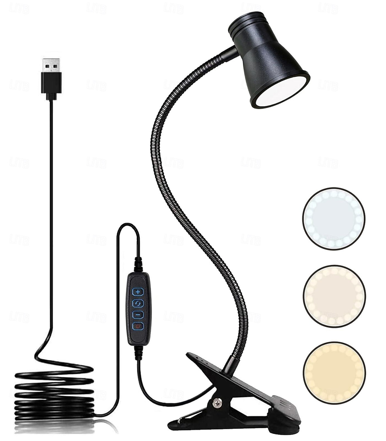 usb led-pöytälampun pidike lukuvalossa, 3 valotilaa 10 himmennettävissä olevaa kirkkaustasoa kirjavalo makuusalin sängynpäädylle, säädettävä joustava niskakiristinvalo, täydellinen työskentelyyn 2025 - $13.99 –P1
