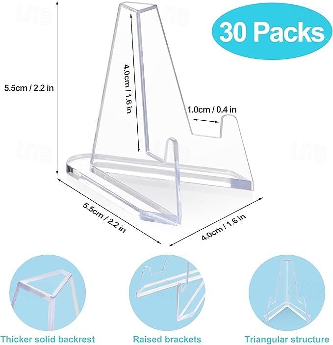 30 Packs Card Display Stand Sturdy and Stable Premium Acrylic Sports Card Holder Versatile Use Clear Mini Easel Stand for Challenge Coins PSA Graded Baseball Trading Cards(2.2 Inch) 2025 - $10.99 –P1