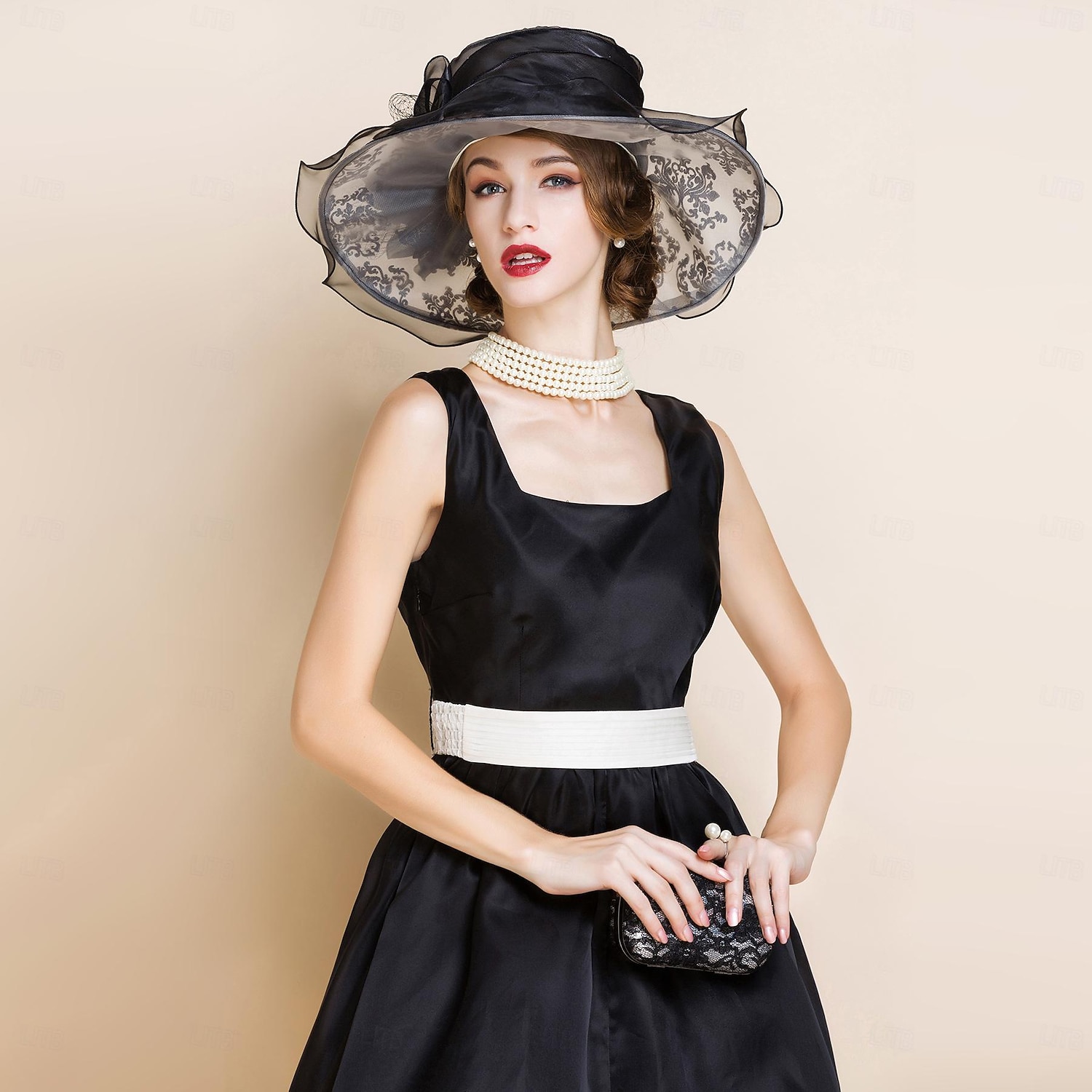 hoeden organza bucket hat slappe hoed zonnehoed theekransje elegante bruiloft met strass bloemen hoofddeksel hoofddeksels 2026 - $45.99 –P1