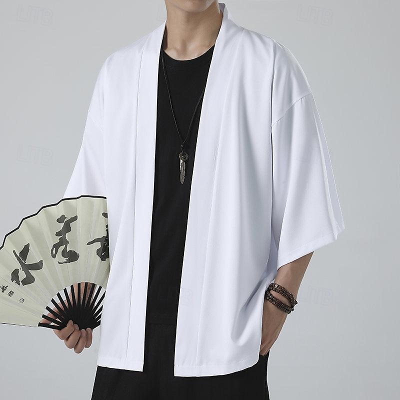 Per uomo Mantello / mantelle Giacca Kimono Esterno Giornaliero Crema solare Traspirante Primavera estate Liscio Di tendenza Informale Colletto Standard Nero Bianco Rosa Blu Grigio chiaro Giacca del 2025 a $17.99 –P18
