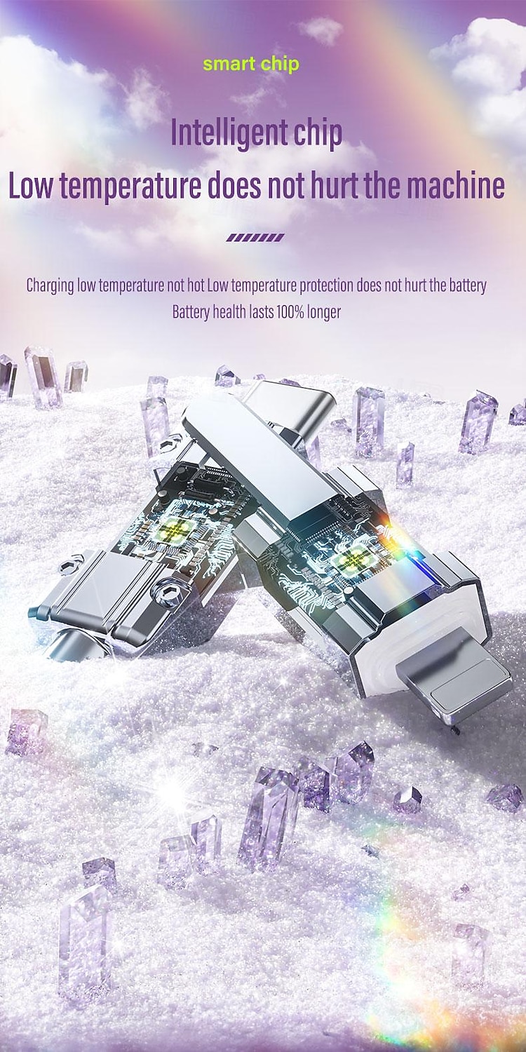 PD27W 100W Zinc Alloy 2-tow 2-star Dazzling Streamer Fast Charging Data Cable 4-in-1 Luminous Charging Cable 2025 - $16.99 –P8