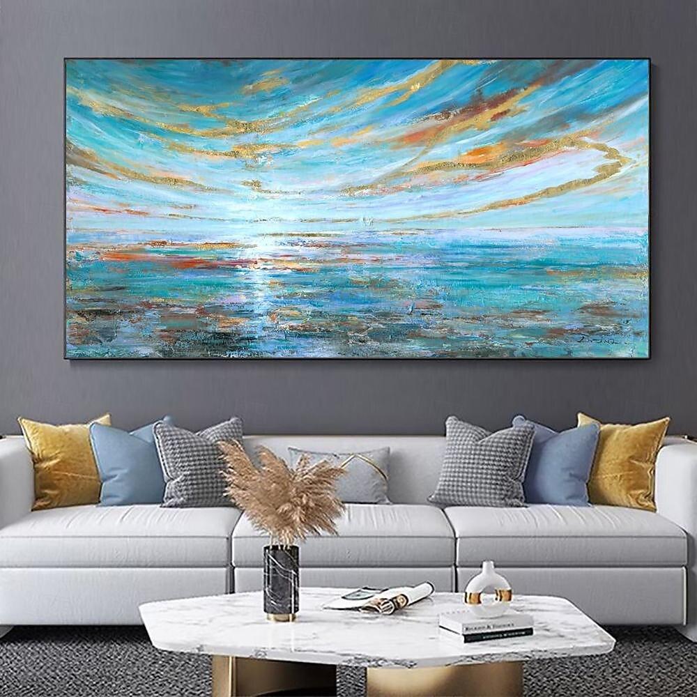 dipinto a olio fatto a mano su tela decorazione della parete di arte struttura moderna tramonto spiaggia paesaggio astratto per soggiorno decorazioni per la casa arrotolato senza cornice pittura non del 2026 a $80.99 –P4