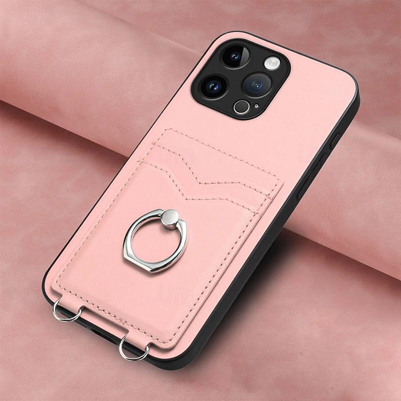 teléfono Funda Para iPhone 16 15 14 Pro Max Plus iPhone 13 12 11 Pro Max Mini Funda Trasera Soporte para Anillo Ranura para tarjetas Antigolpes Retro TPU Metal Cuero de PU 2025 - $14.99 –P3