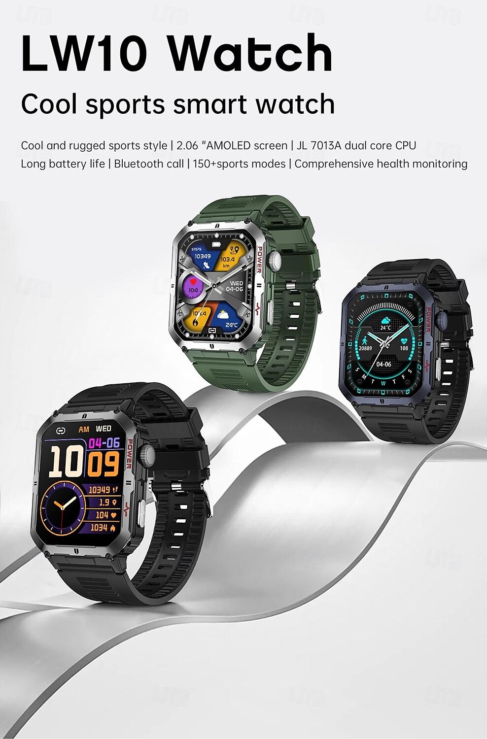 696 LW10 Smart Watch 2.6 inch Smart Band Fitness Bracelet Bluetooth ECG+PPG Pedometer Call Reminder Compatible with Android iOS Men Hands-Free Calls Message Reminder IP 67 42mm Watch Case 2025 - $71.99 –P1